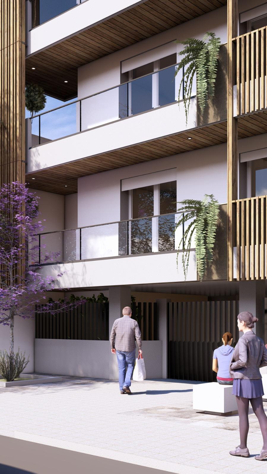 Ingresso del complesso residenziale con elementi decorativi
